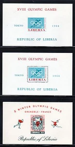 1964 1967 Liberia SC C163 & C178 MNH Souvenir Sheets w/ Imperf - Winter Olympics - Picture 1 of 2