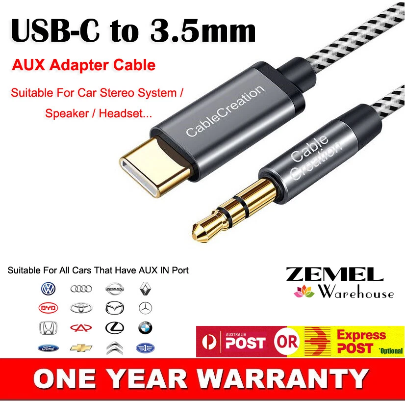 Premium USB Type-C Male To 3.5mm AUX Male Adapter Cable Stereo Audio Cord 1M 2M - Image 1 of 4