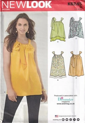 New Look Sewing Pattern 6245 Tops Neckline Pleats & Tie Straps Size 6 - 24 New - Image 1 of 4