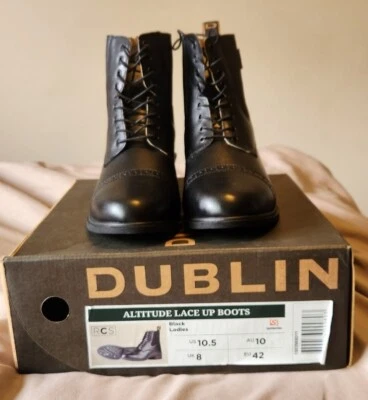 Дублин женщин черный шнурует вверх высоты ботинки новый в коробке размер 10,5 - Изображение 1 из 4