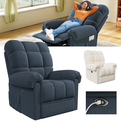 Elektrisch Relaxsessel Liegefunktion Sofa Fernsehsessel Teddy Fleece Relaxstuhl - Bild 1 von 4