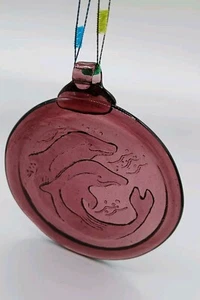 The Museum Company Purple Pressed Glass Suncatcher Medallion Dolphin Ornament - Picture 1 of 7