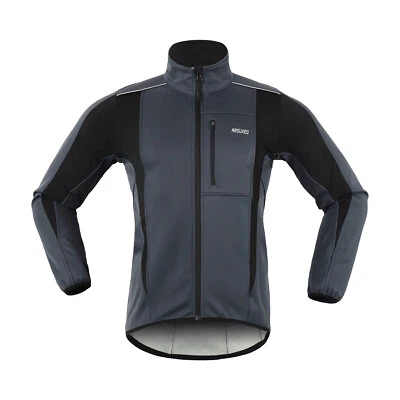 ARSUXEO Mens Thermal Cycling Jacket Fleece Biker Coat Softshell MTB Jacket - Image 1 of 4