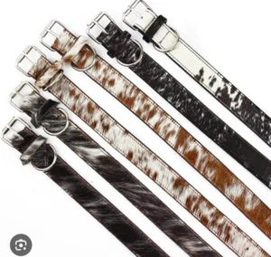 CUELLOS DE CUERO DE VACA REAL PEINADOS - COLLAR DE PERRO DE CUERO GENUINO (XS a XL) - Imagen 1 de 7