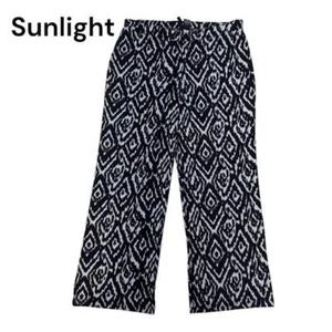 New Directions Palazzo Pants Women's SZ M- Black White Abstract Wide Leg Pull On - Picture 1 of 10