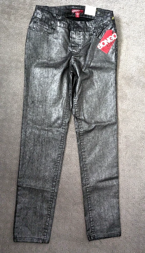 Pantalones de mezclilla ajustados negros brillantes Bongo talla 10 para niñas usados con etiquetas Foto 1 de 3