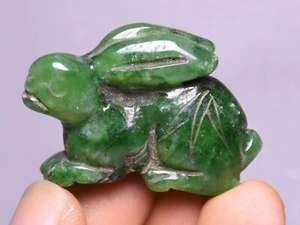4CM Old China Green Jade 12 Zodiac Year Rabbit Amulet Pendant - Picture 1 of 6