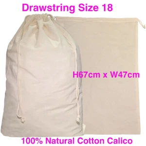 Large Calico Bag Tote Calico Drawstring Bag 145gsm Eco Bag S18 H67 x W47cm - Picture 1 of 3