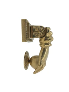 Türflügel Türklopfer Messing poliert Handform P für Türtür - Bild 1 von 2