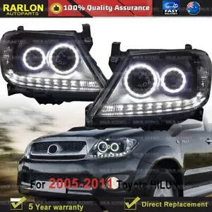 Head lights Angel Eyes Black LED Projector For Toyota HILUX 2005 - 2011 N70 - Picture 1 of 3