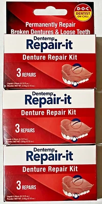 Dentemp Repair-It Denture Repair Kit - For Three Repairs Each (Pack Of 3 Boxes) - Image 1 of 4