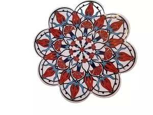 Turkish Ceramic Medallion Trivet Hot Plate Tile Red Blue Floral Foam Back - Picture 1 of 4