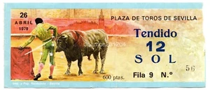 ENTRADA TOROS LA MAESTRANZA SEVILLA 26 ABRIL 1979 TENDIDO 12 SOL - FILA 9 Nº56 - Picture 1 of 2