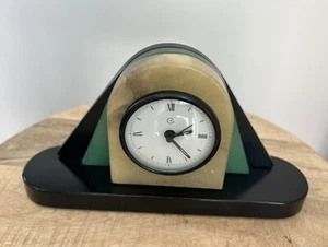 ITALIAN ALABASTER POP ART VINTAGE 80s Mid century RETRO DESK CLOCK STONE - Picture 1 of 13