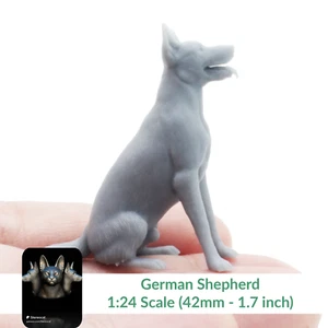German Shepherd - 1:24 Scale miniature dog for dollhouse by Stereocat (1 dog) - Picture 1 of 9