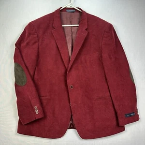 Tommy Hilfiger Deep Red Corduroy Elbow Patch Sport Coat Blazer Mens 48R NWOT - Picture 1 of 14