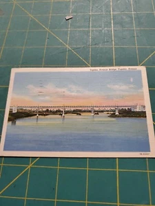 Postal KS vista del puente de la avenida Topeka - Topeka, Kansas de colección lino - Imagen 1 de 2