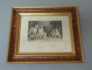 ORIGINAL FRANK PATON, 19th C. ENGLISH ARTIST, FRAMED ENGRAVING, DOG SCENE - Picture 1 of 10