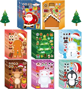 32 PCS Christmas Stickers for Kids Make-A-Face Sticker Make Your Own Characters - Picture 1 of 18