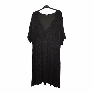 Kiyonna Women's UK Size 28 Black V-Neck Lined Lace Short Sleeve Dress - Picture 1 of 9
