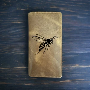 Wasp Rodeo Wallet Cowboy Western Buffalo Leather Premium Animal Gift NEW - Picture 1 of 10