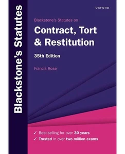 Blackstone's Statutes On Contract, Tort & Restitution 35th edition Francis Rose - Picture 1 of 1