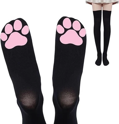 3D Kawaii Cat Paw Over Knee Thigh High Stockings Anime Cosplay Costume Socks - Image 1 of 4