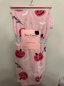 Juicy Couture Halloween Pink Pumpkin & Bags Plush Throw Blanket NWT - Picture 1 of 2