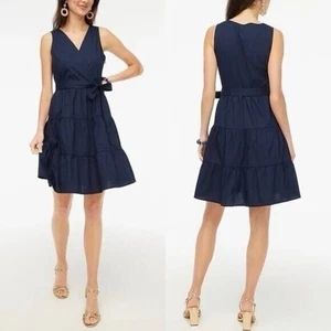 Nuevo con etiquetas Mini Vestido J Crew Imitación Envolvente Sin Mangas Azul Marino - Imagen 1 de 5