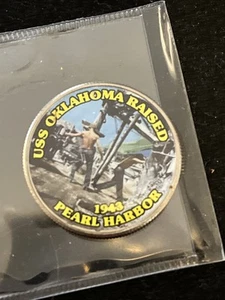Colorized Kennedy Half Dollar - Pearl Harbor - USS Oklahoma Raised - Picture 1 of 1