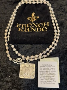 French Kande Beaded Silver Bead Rancho Colmar Pendant Toggle 34" Necklace - Picture 1 of 10