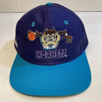 Vintage 90s Charlotte Hornets Taz Snapback Hat Logo 7 Looney Tunes NBA NWOT NBA - Image 1 of 4