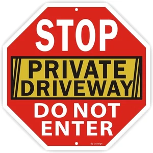 Stoppschild, Privateinfahrtschild nicht betreten, 12 x 12 reflektierendes Aluminiumschild, - Bild 1 von 7