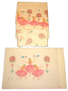 Vintage 70er Sears "Ballerina" 3-teiliges Musselin Twin Laken Set Perma Prest flach-Spannkoffer - Bild 1 von 13