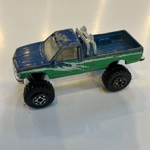 Matchbox Camion Chevy K1500 Rialzato Pick Up Diecast Blu Verde - Foto 1 di 2