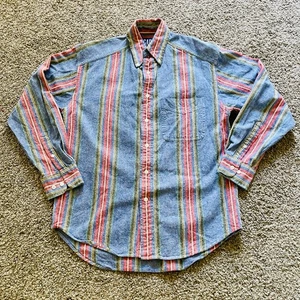 Vintage Gap Vertical Striped Denim Button Up Blue Shirt Long Sleeve Size Small - Picture 1 of 5