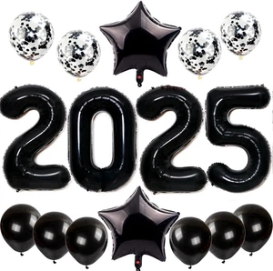 Silvester Deko 2025 Dekoration, Luftballons 2025 Neujahr Silvesterdeko Schwarz, - Bild 1 von 7