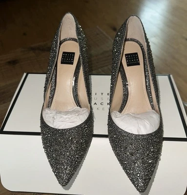 Zapatos de salón de fiesta de hematita negros acebo mercado negro de la Casa Blanca talla 6,5 tacones altos Foto 1 de 4