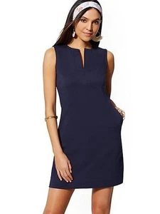 NUEVO CON ETIQUETAS NEW YORK & COMPANY Vestido recto sin mangas de algodón con cuello dividido talla XS - Imagen 1 de 2