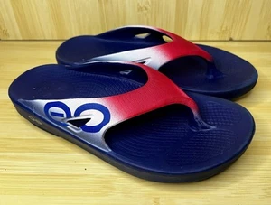 Oofos Oorignal M6/W8 Recovery Sandalen Zehentrenner Flip Flop Navy Rot/Weiß/Blau - Bild 1 von 6