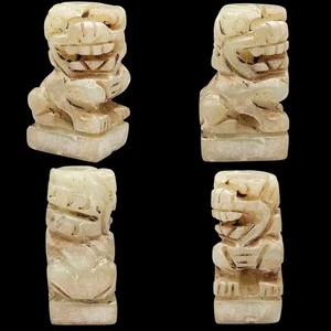 120cts Antique Natural White Jade Foo Dog Burmese Feng Shui Guardian Carving - Picture 1 of 10