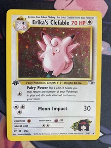 ERIKA'S CLEFABLE Pokemon Card - WOTC - 1st Edition - Gym Heroes - 3/132 Holo MP - Picture 1 of 6