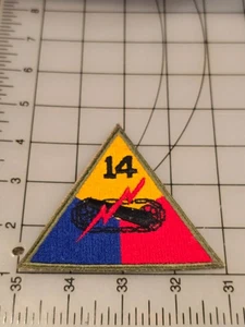 Patch originale WW2 US Army Armor Triangolo 14 quattordicesima divisione corazzata 4062 - Foto 1 di 2