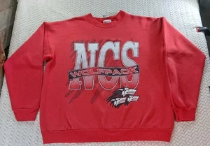 Vintage 90s NC State Wolfpack Big Logo Crewneck Sweatshirt sz L Hanes Activewear - Picture 1 of 24