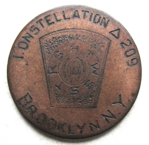 Brooklyn NYC, CONSTELLATION CHAPTER No209 Freimaurer ~ graviert auf 1872 English Penny - Bild 1 von 2
