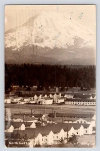 RPPC North Fort Lewis Barracks and Mt Rainier Washington c1950 Photo Postcard - Picture 1 of 4