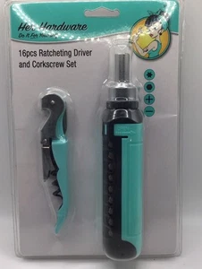 Her Hardware 16-teiliges Ratschenschraubendreher- und Korkenzieher-Set - Bild 1 von 2
