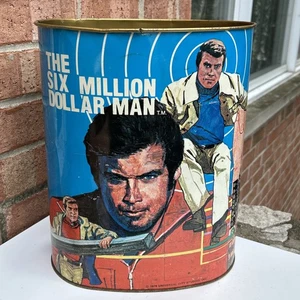 Vintage 1976 Six Million Dollar Man Metall Mülleimer Bin Universal City Studios - Bild 1 von 24