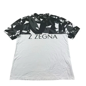 Z ZEGNA Current Black White Spellout Mens Cotton S/S T Shirt Size XL - Picture 1 of 5