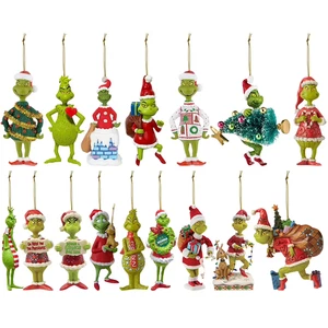 18Pcs 2D Acrylic Christmas Tree Green Monsters Ornaments Cute Green Monsters Chr - Picture 1 of 12